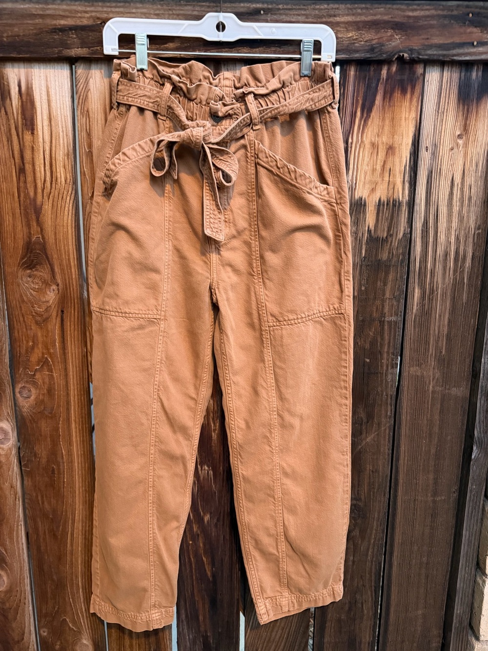 Organic Cotton Paperbag Ética Camel Brown Utility Pants Size S Sustainable